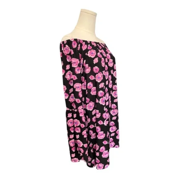 👗 EUC WEST LOOP Black Off-Shoulder Floral Bell Sleeve Dress | Size XL - Picture 3 of 6